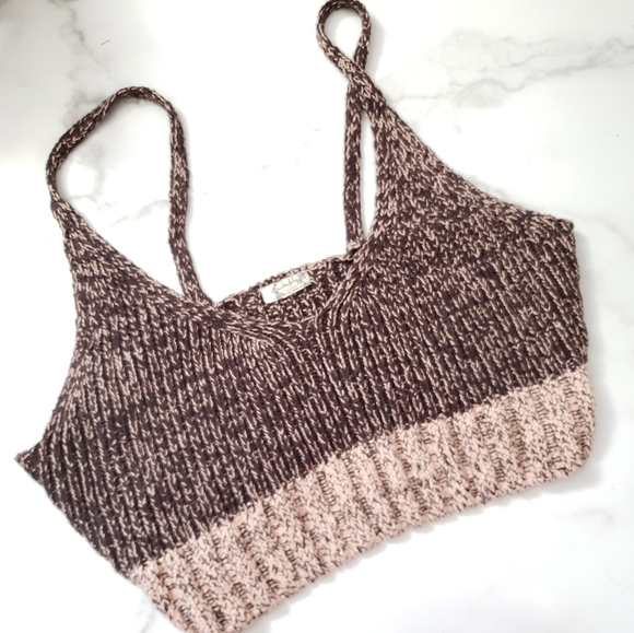 Free People Intimately  Here All Day Brami Sweater Knit Cami Cropped Tan… - Picture 6 of 6